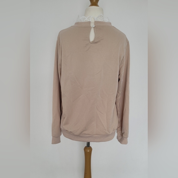 SHEIN Frenchy Heart Embroidery Contrast Lace Sweatshirt Size M UK 10 - Picture 10 of 13